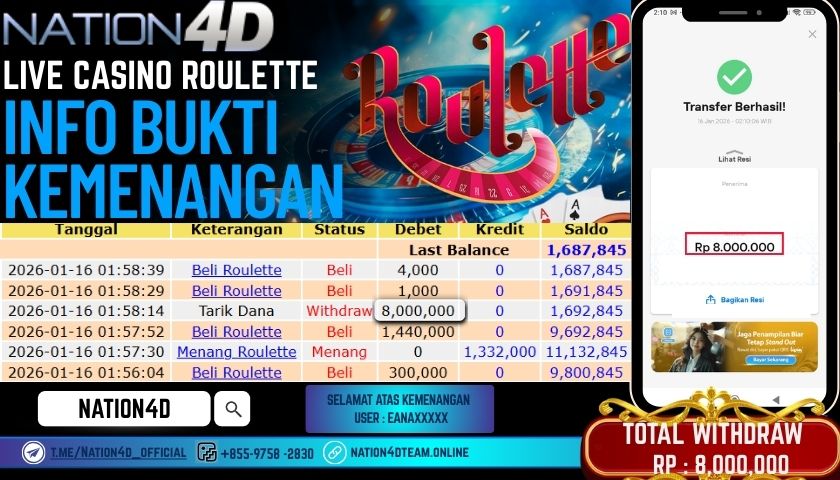 LIVE-CASINO-ROULETTE-RP. 8.000.000 LUNAS