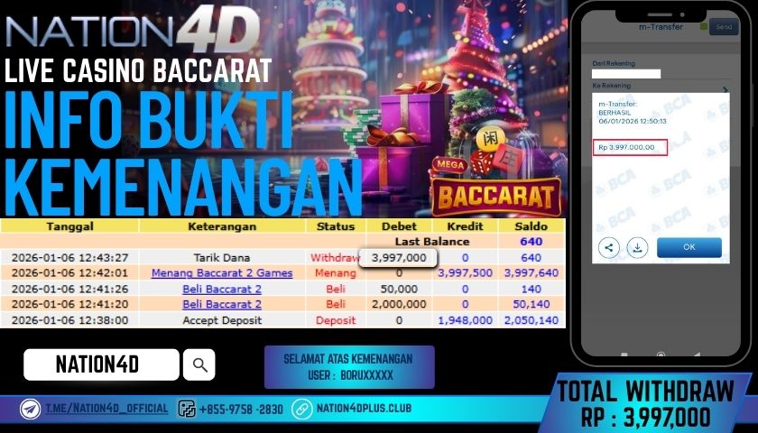 NATION4D -LIVE CASINO BACCARAT RP.3,997,000 ! LUNAS
