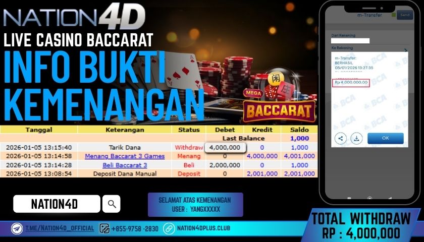 NATION4D -LIVE CASINO BACCARAT RP.4,000,000 ! LUNAS