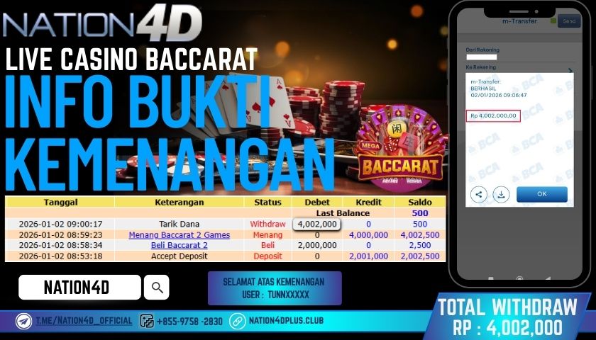 NATION4D -LIVE CASINO BACCARAT RP.4,002,000 ! LUNAS
