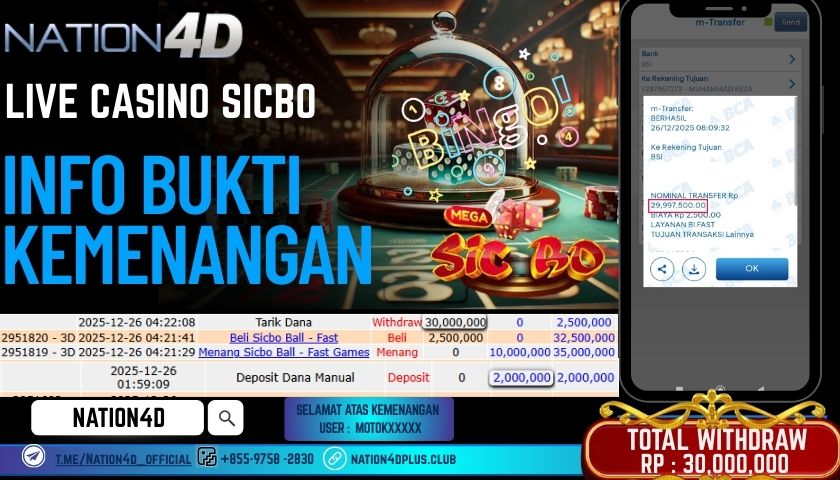 NATION4D -LIVE CASINO SICBO BINGO RP.30.000.000 LUNAS!