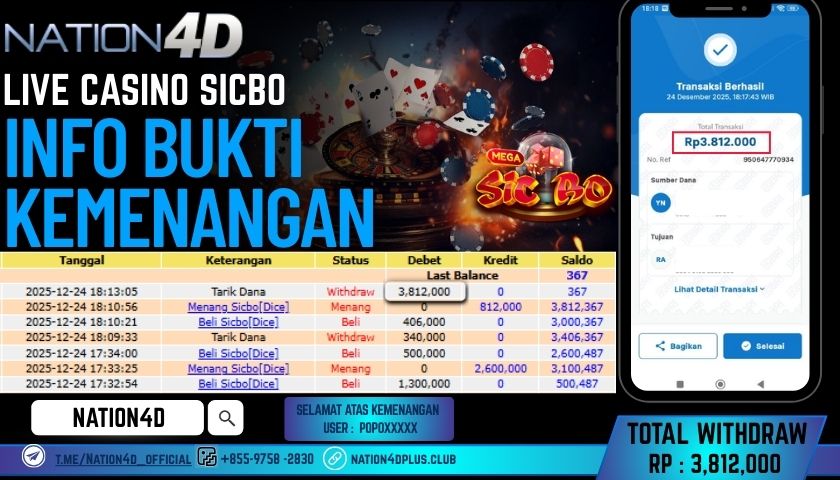 NATION4D -LIVE CASINO SICBO RP.3.812.000 LUNAS!