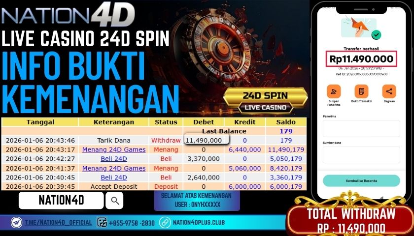 NATION4D-LIVE CASINO 24D SPIN RP.11,490,000 LUNAS!