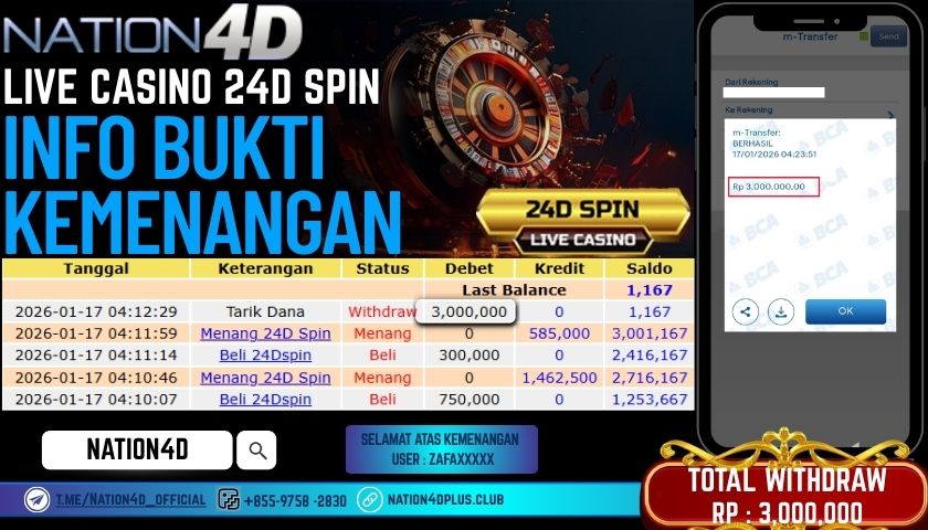 NATION4D-LIVE-CASINO-24D SPIN-RP. 3,000,000 LUNAS