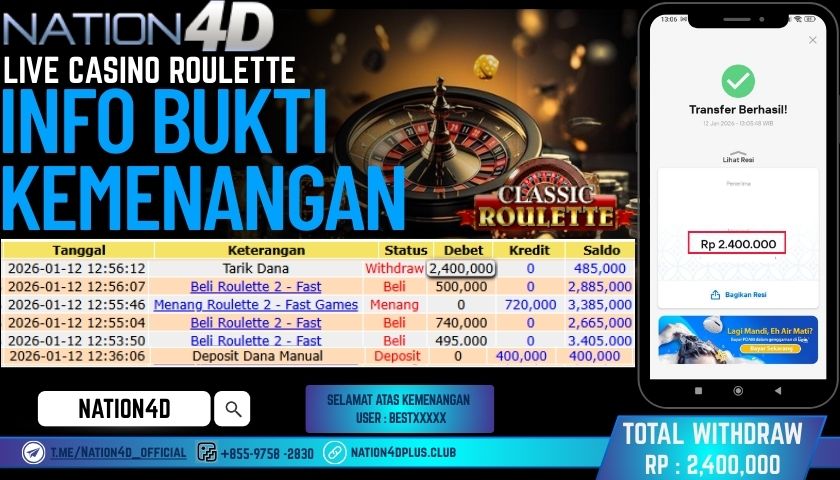 NATION4D-LIVE CASINO ROULETTE RP.2,400,000 LUNAS!
