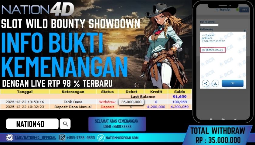 NATION4D -SLOT WILD BOUNTY SHOWDOWN RP.35.000.000 LUNAS! Desember 22, 2025