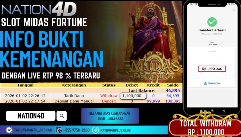 NATION4D -SLOT MIDAS FORTUNE RP.1,100,000 LUNAS!