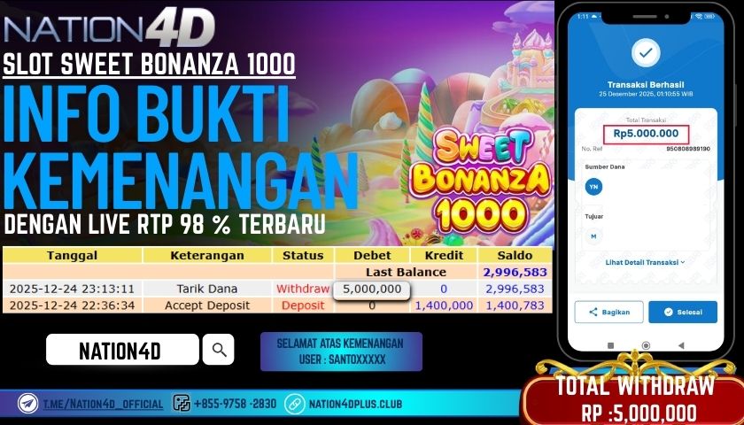 NATION4D -SLOT SWEET BONANZA RP.5.000.000 LUNAS!