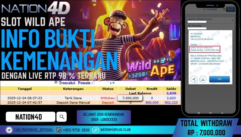 NATION4D -SLOT WILD APE RP.7.000.000 LUNAS!