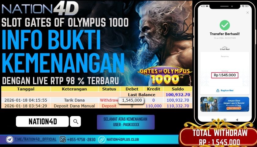 NATION4D SLOT GATES OF OLYMPUS 1000 RP. 1,545,000 – LUNAS