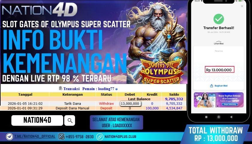 SLOT- GATES OF OLYMPUS SUPER SCATTER -RP-13,000,000 -LUNAS