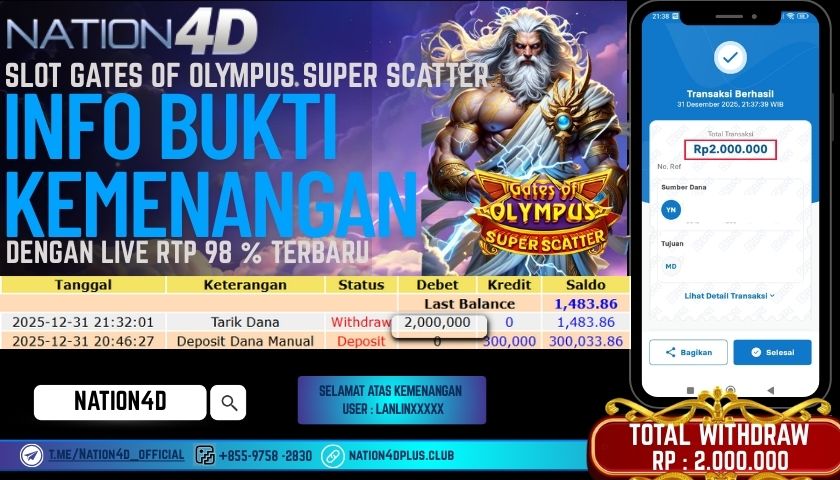 SLOT- GATES OF OLYMPUS SUPER SCATTER -RP-2,000,000-LUNAS
