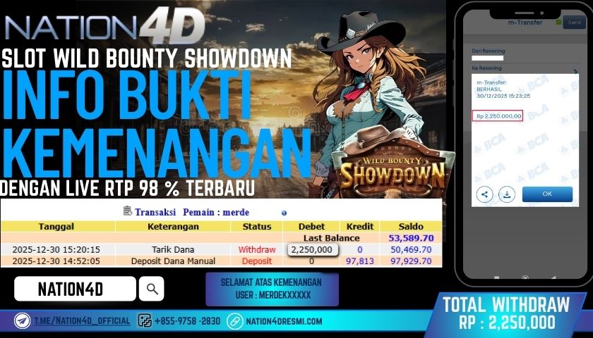 SLOT-WILD BOUNTHY SHOWDOWN-RP-2,250,000-LUNAS