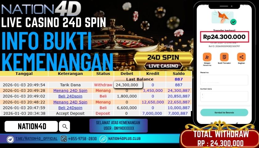NATION4D -LIVE CASINO 24D SPIN RP.24,300,000 LUNAS!