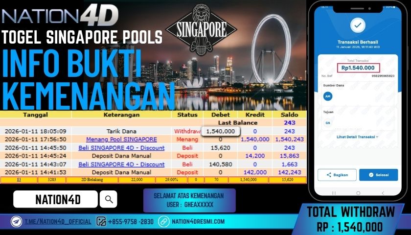 NATION4D -TOGEL SINGAPORE POOLS RP .1,540,000 LUNAS!