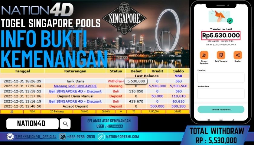 NATION4D -TOGEL SINGAPORE POOLS RP.5,530,000 LUNAS!